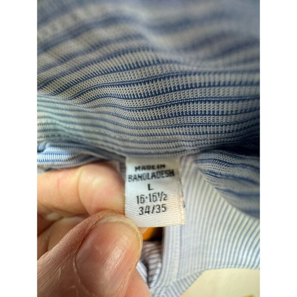 Calvin Klein & Co. Mens Dress Shirt Size L Blue Striped Long-Sleeve Workwear - Picture 3 of 12